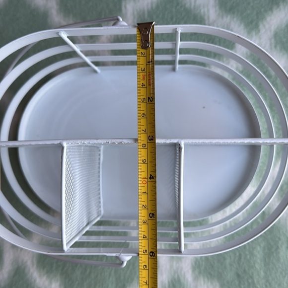 White enamel Metal Storage Basket or utensil holder - Picture 7 of 8